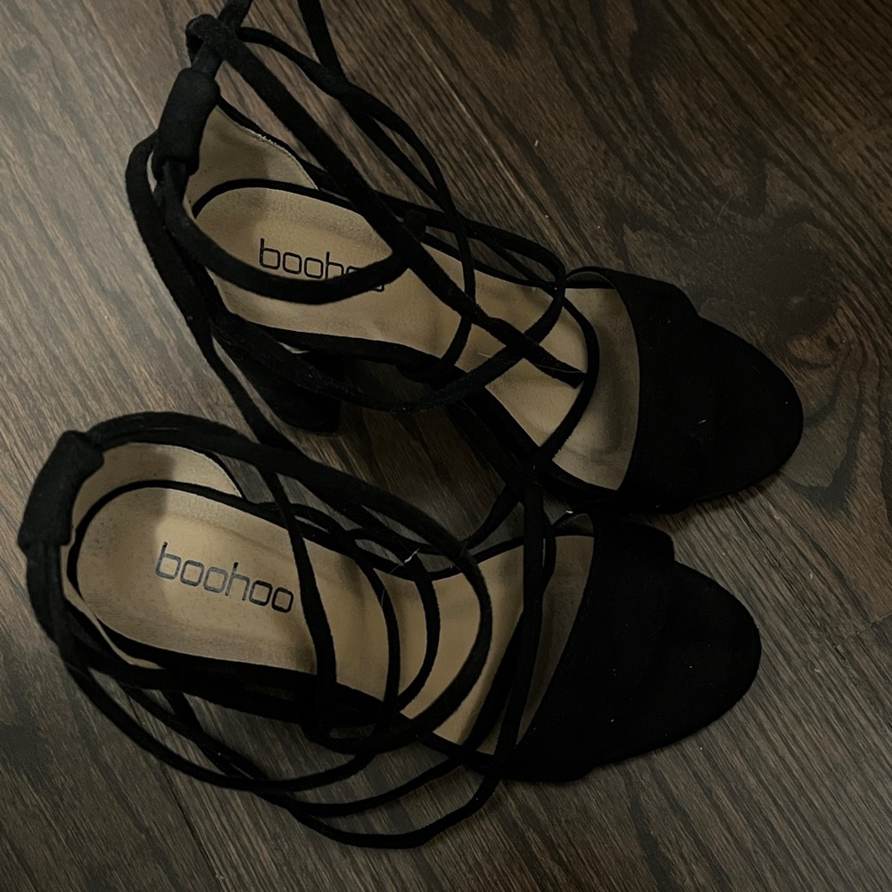 Boohoo Elegant Black Strappy Heels